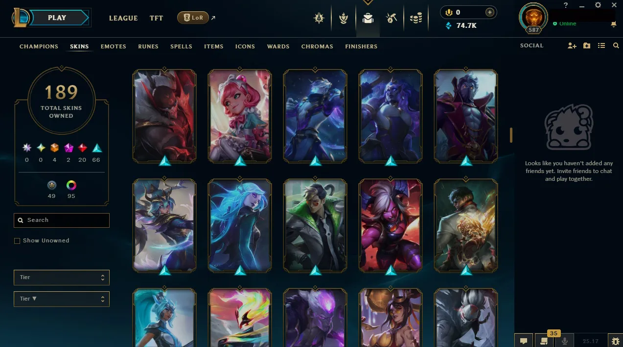 🏆 EUNE New Season⌛Silver 2 🚀 level 587⌛ Full Champ 💯+189 SKIN 🏆 Recovery Info ✅